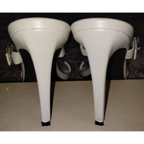 Calvin Klein White/Ivory Strappy Minimal Stiletto Heeled Sandals (Sz 9) - Picture 3 of 4